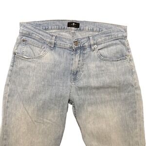 7 For All Mankind Slimmy Jeans Mens 34x29 Light Wash Slim Straight Denim Stretch
